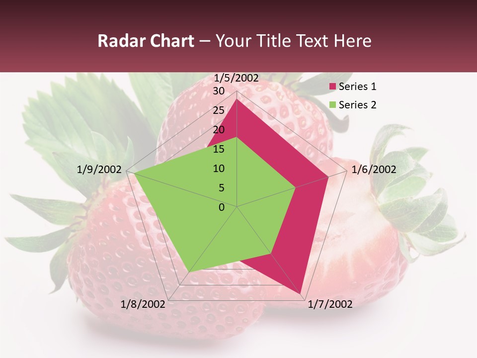 Two Strawberries With Leaves On A White Background PowerPoint Template