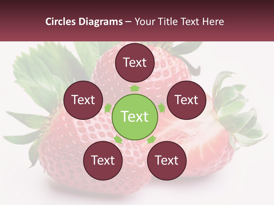 Two Strawberries With Leaves On A White Background PowerPoint Template