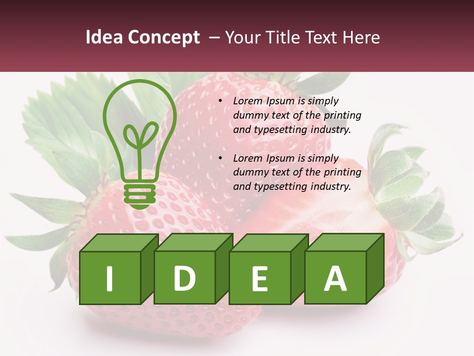 Two Strawberries With Leaves On A White Background PowerPoint Template