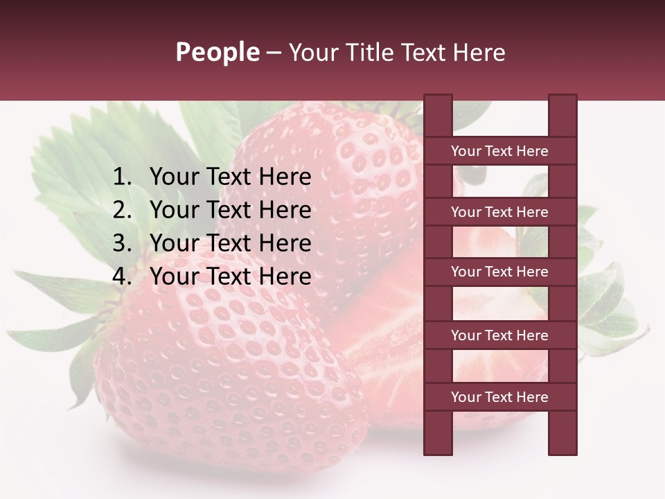 Two Strawberries With Leaves On A White Background PowerPoint Template