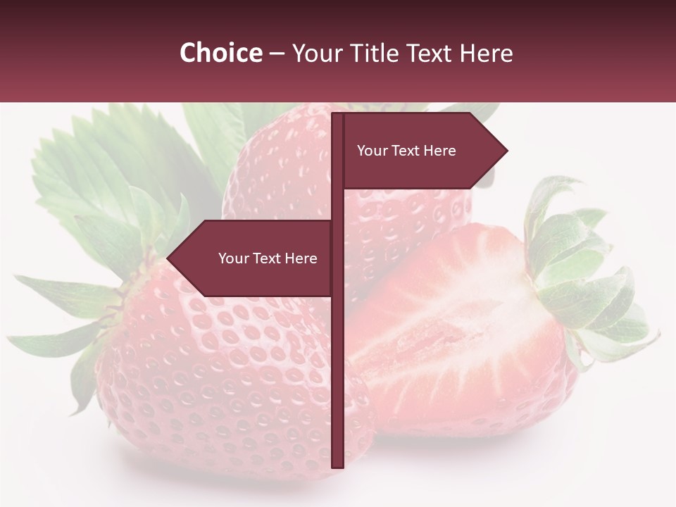 Two Strawberries With Leaves On A White Background PowerPoint Template