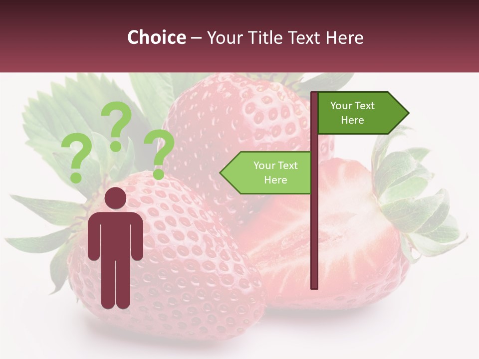 Two Strawberries With Leaves On A White Background PowerPoint Template