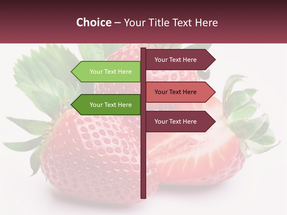Two Strawberries With Leaves On A White Background PowerPoint Template