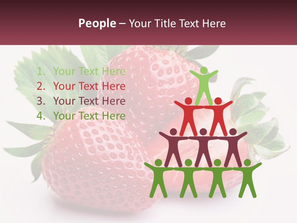 Two Strawberries With Leaves On A White Background PowerPoint Template