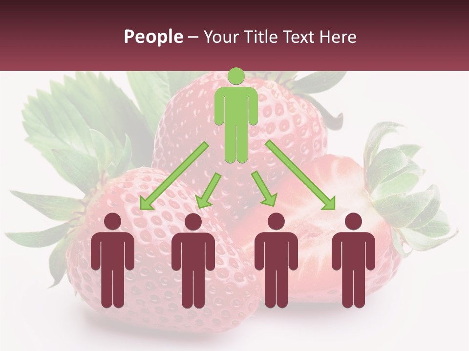 Two Strawberries With Leaves On A White Background PowerPoint Template