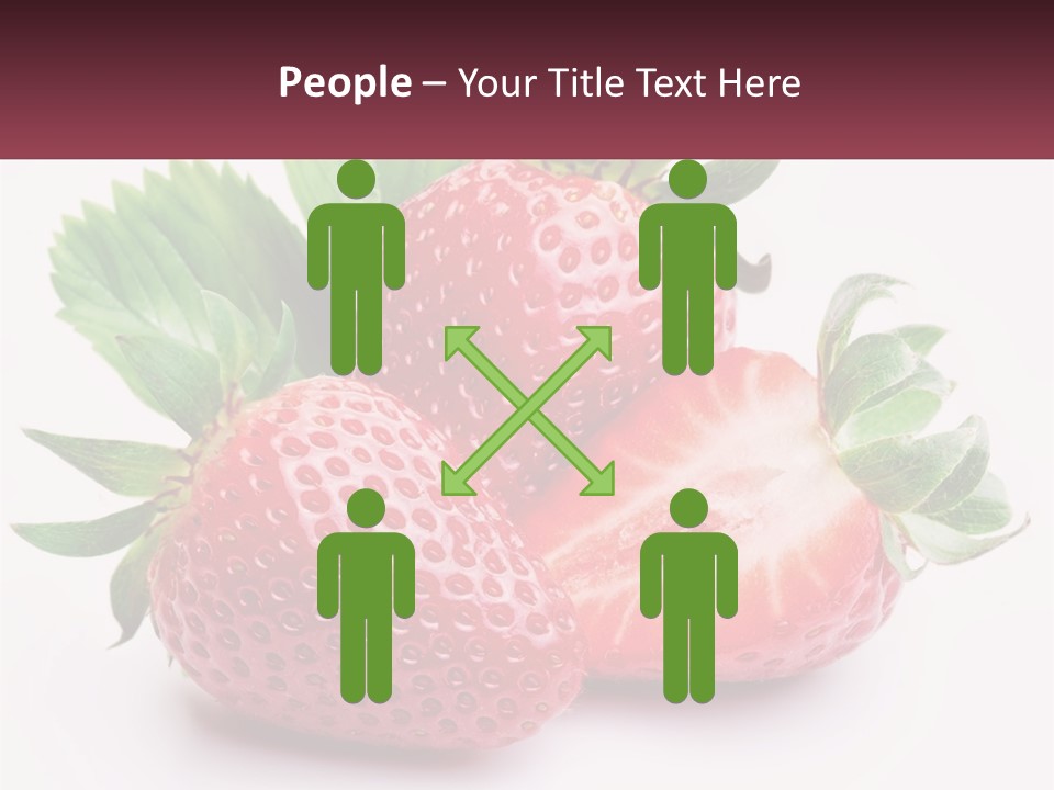 Two Strawberries With Leaves On A White Background PowerPoint Template