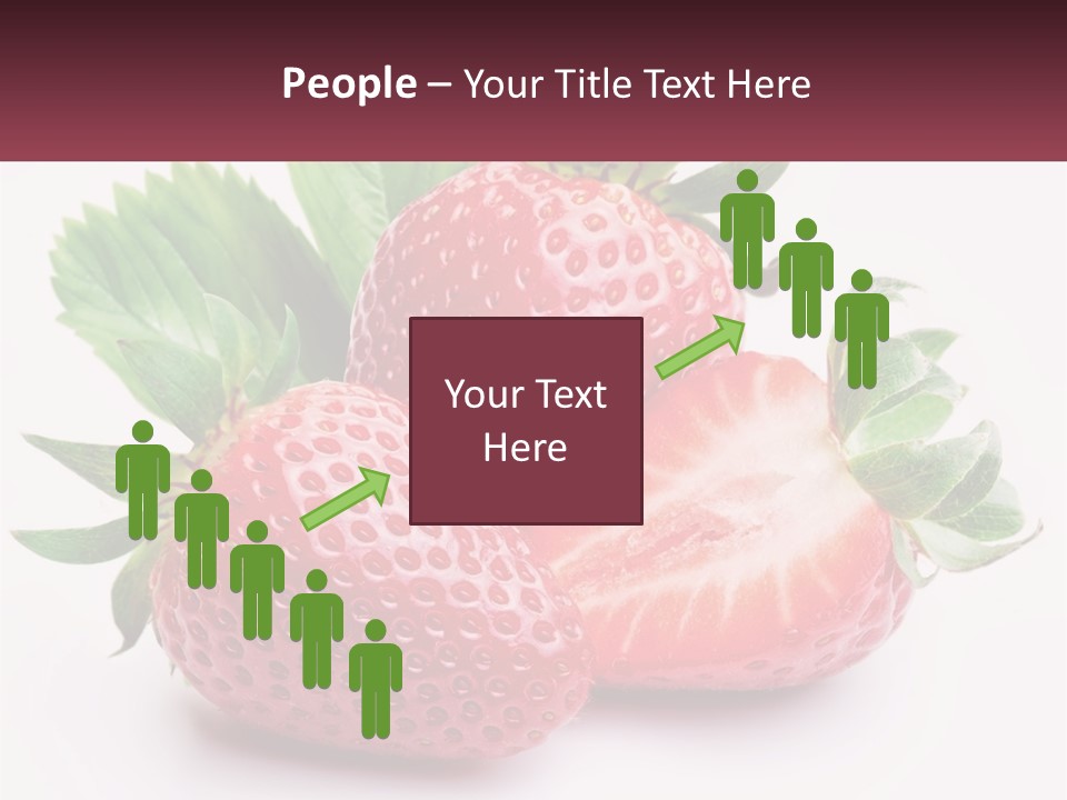 Two Strawberries With Leaves On A White Background PowerPoint Template