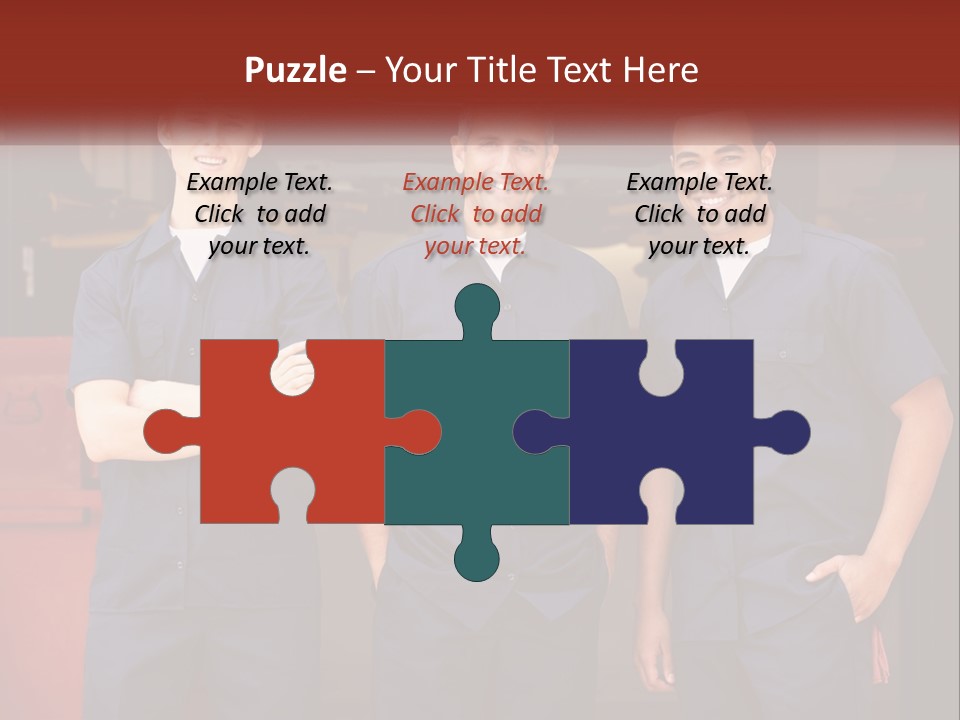 Three Mechanics Standing In Front Of A Truck PowerPoint Template