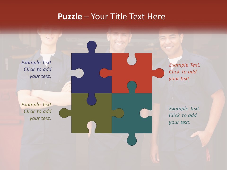 Three Mechanics Standing In Front Of A Truck PowerPoint Template