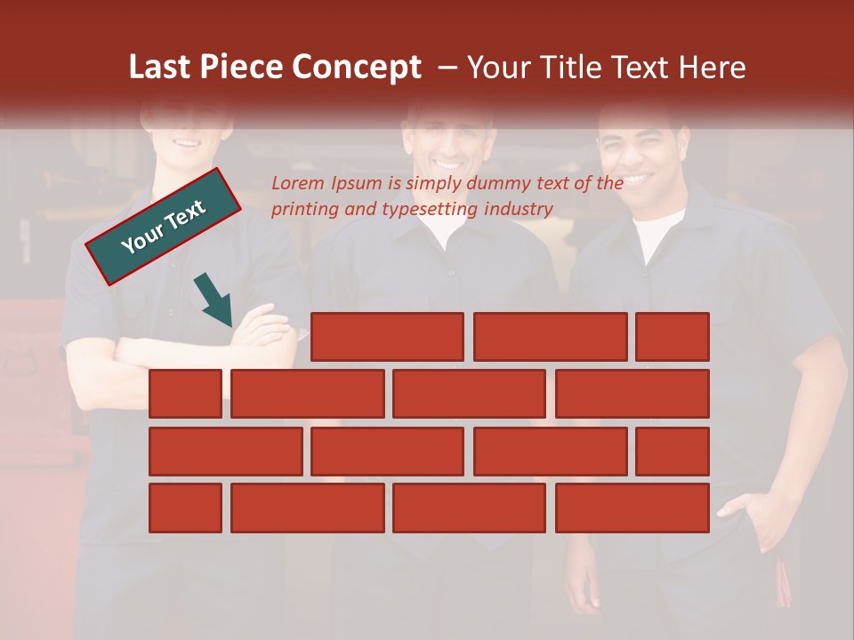 Three Mechanics Standing In Front Of A Truck PowerPoint Template