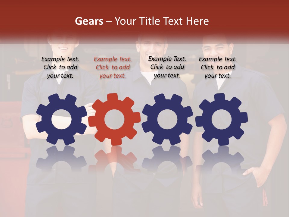 Three Mechanics Standing In Front Of A Truck PowerPoint Template