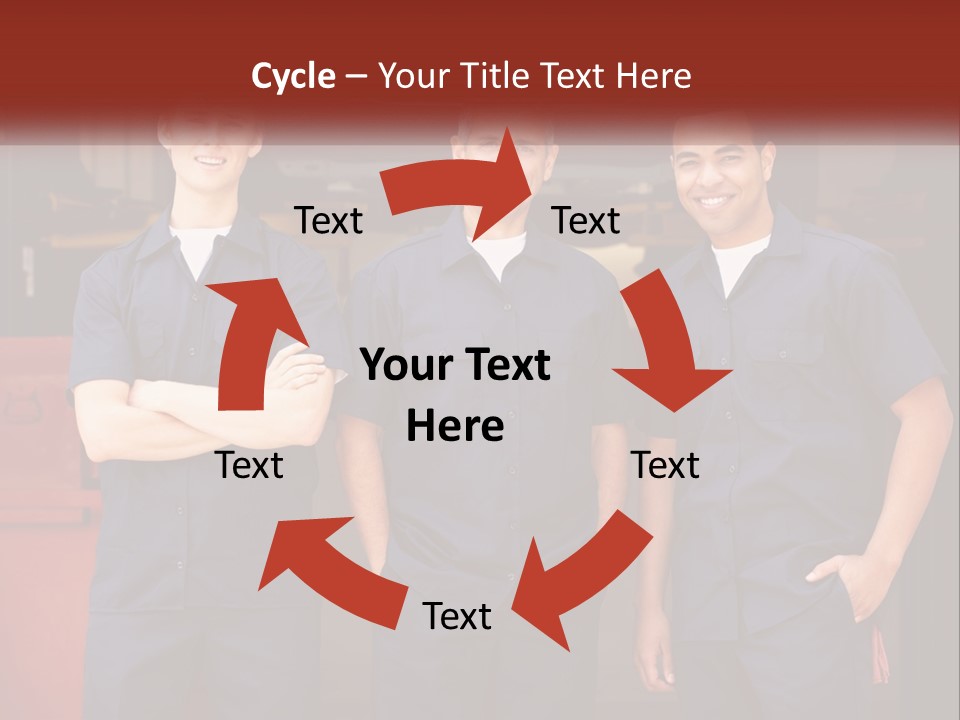 Three Mechanics Standing In Front Of A Truck PowerPoint Template