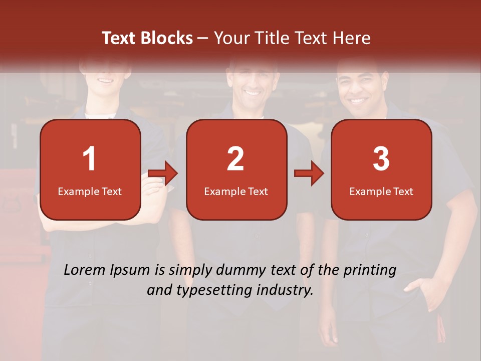 Three Mechanics Standing In Front Of A Truck PowerPoint Template