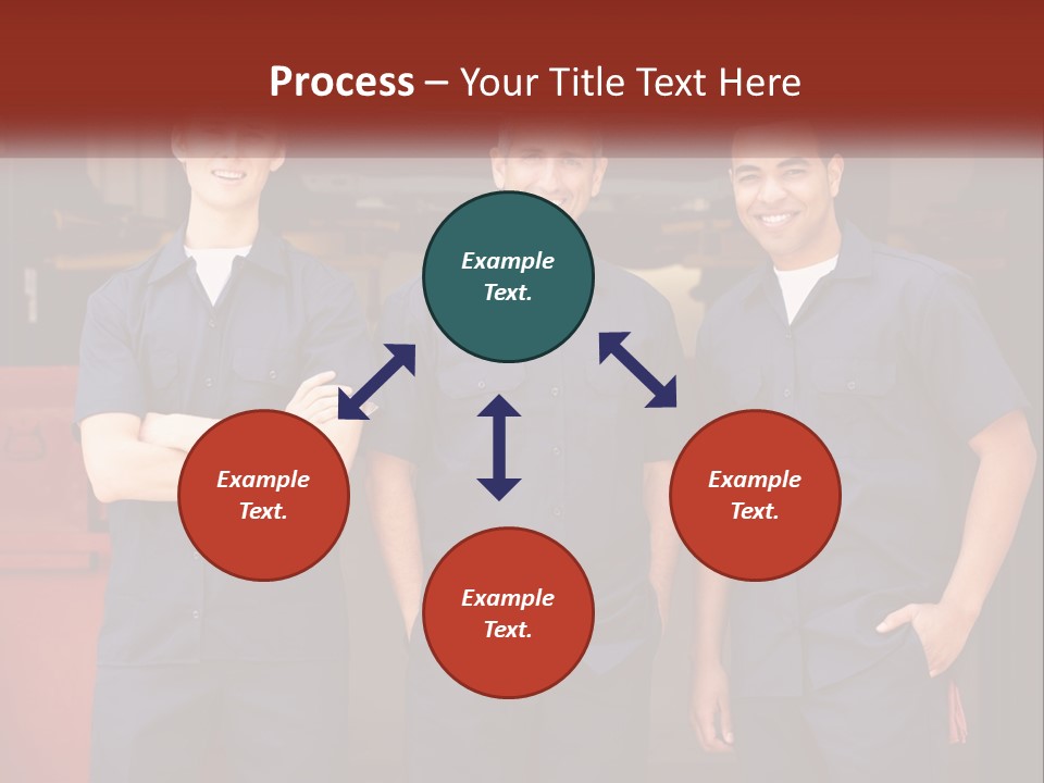 Three Mechanics Standing In Front Of A Truck PowerPoint Template