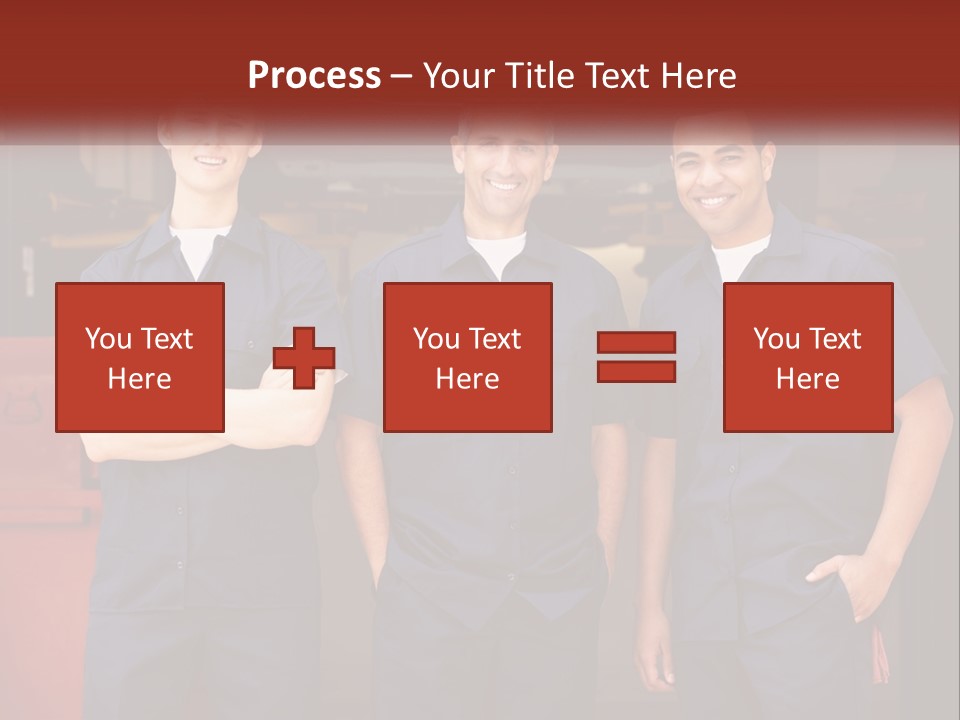 Three Mechanics Standing In Front Of A Truck PowerPoint Template