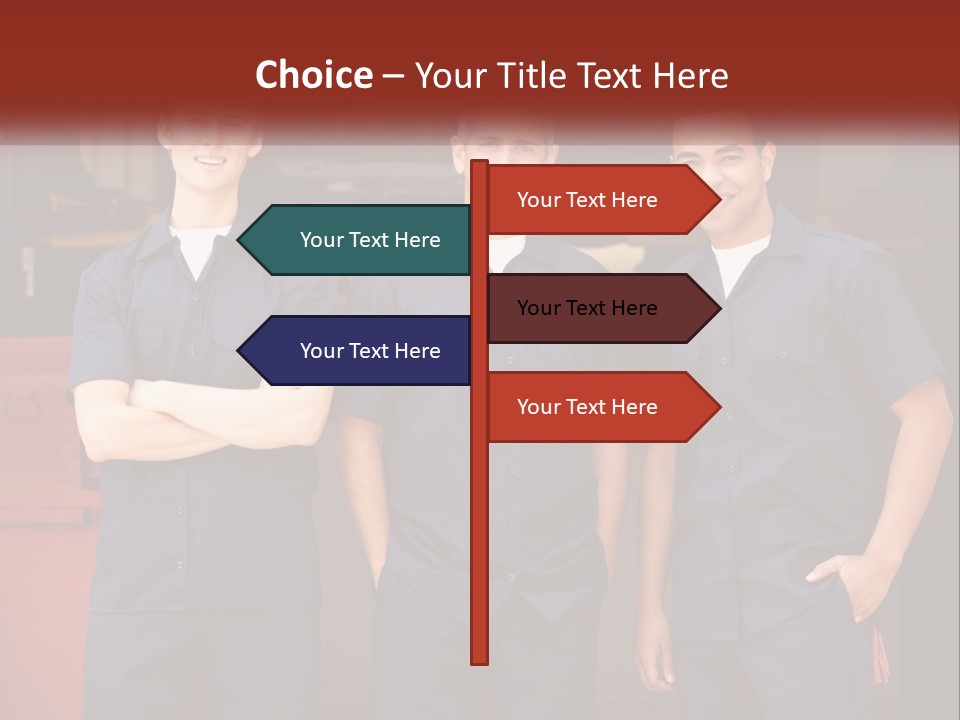 Three Mechanics Standing In Front Of A Truck PowerPoint Template