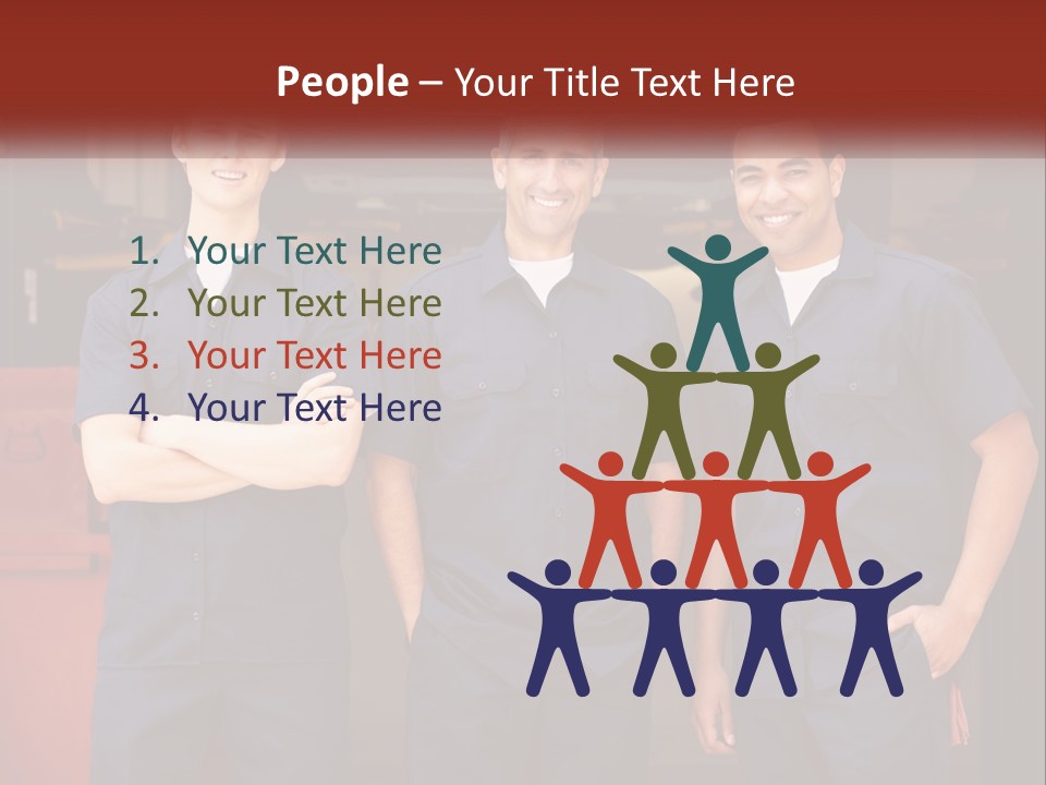 Three Mechanics Standing In Front Of A Truck PowerPoint Template