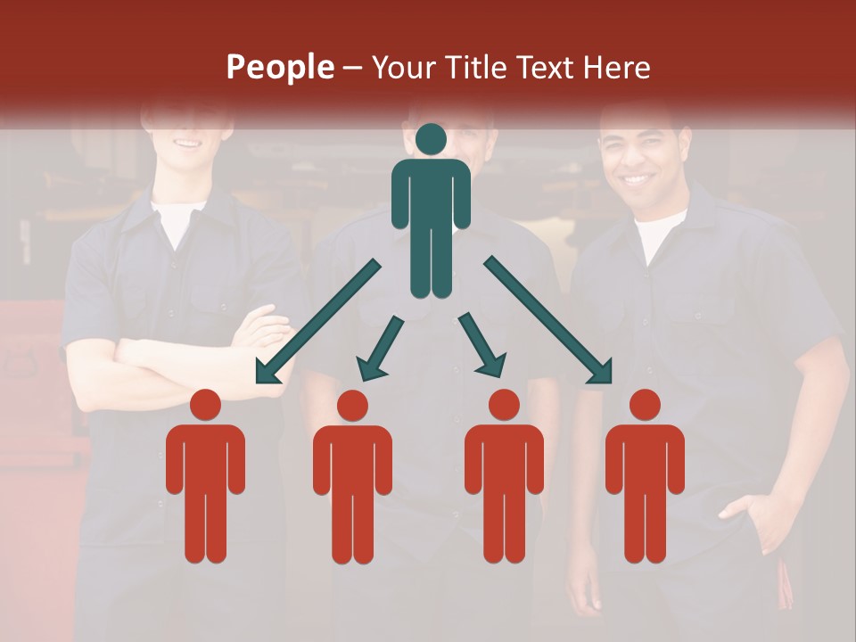 Three Mechanics Standing In Front Of A Truck PowerPoint Template