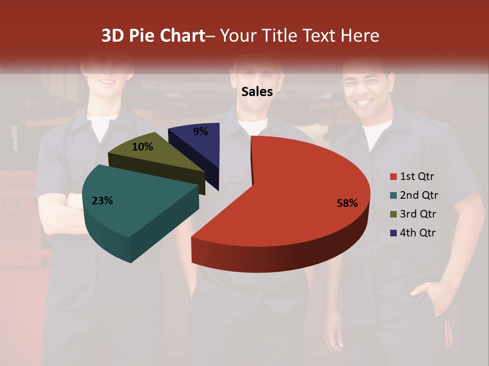Three Mechanics Standing In Front Of A Truck PowerPoint Template