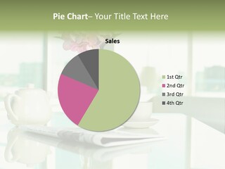 A Vase Of Flowers On A Table With A Cup And Saucer PowerPoint Template