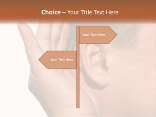 A Man Wearing A Pair Of Earplugs In His Ear PowerPoint Template