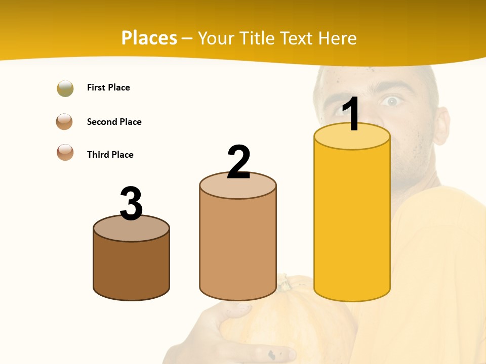 A Man In A Yellow Shirt Holding A Pumpkin PowerPoint Template