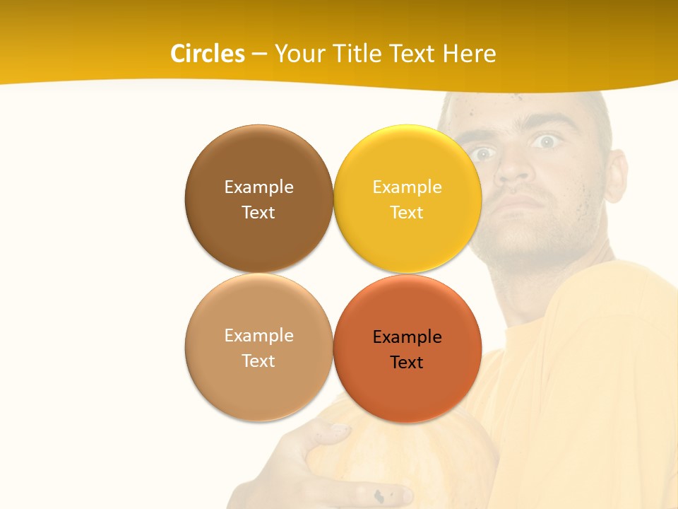 A Man In A Yellow Shirt Holding A Pumpkin PowerPoint Template