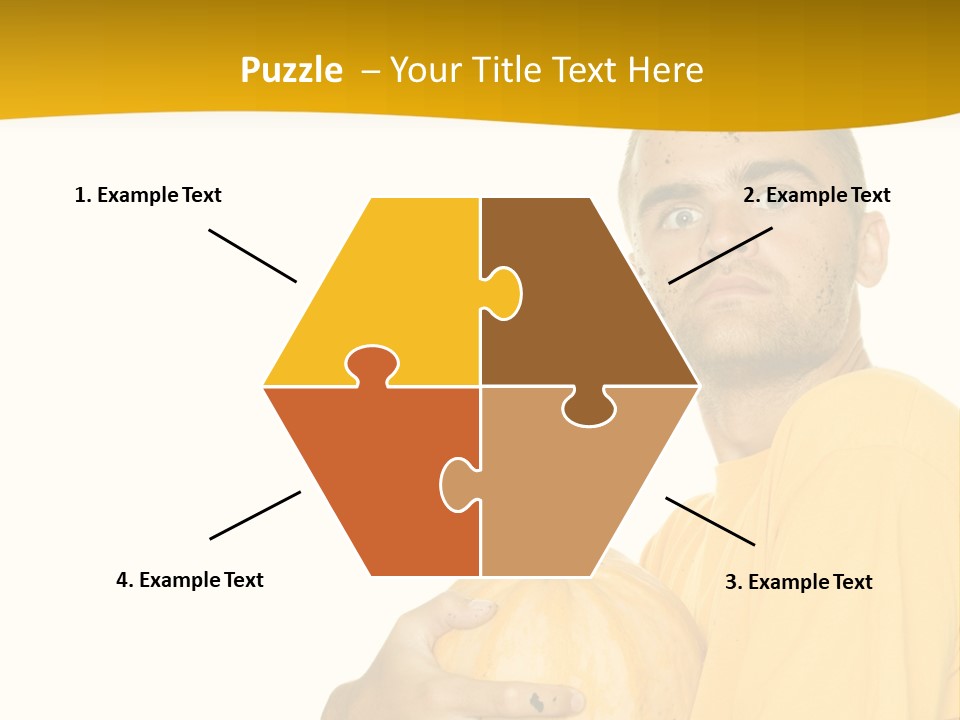 A Man In A Yellow Shirt Holding A Pumpkin PowerPoint Template