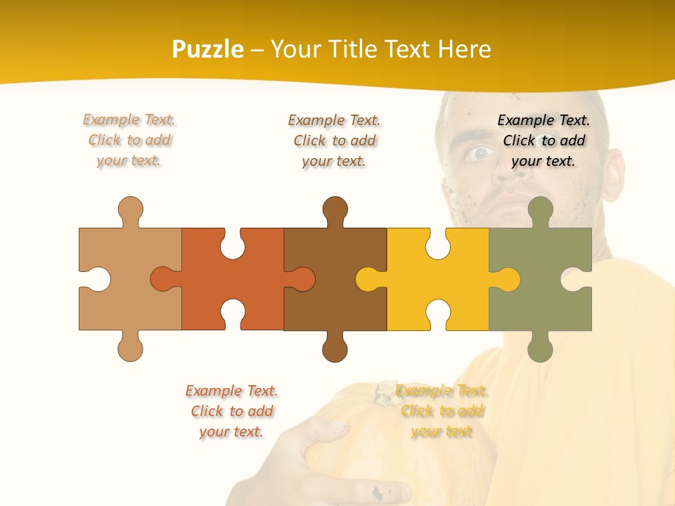 A Man In A Yellow Shirt Holding A Pumpkin PowerPoint Template