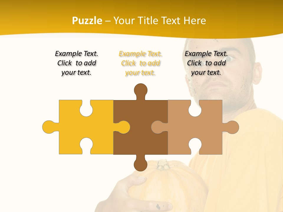 A Man In A Yellow Shirt Holding A Pumpkin PowerPoint Template