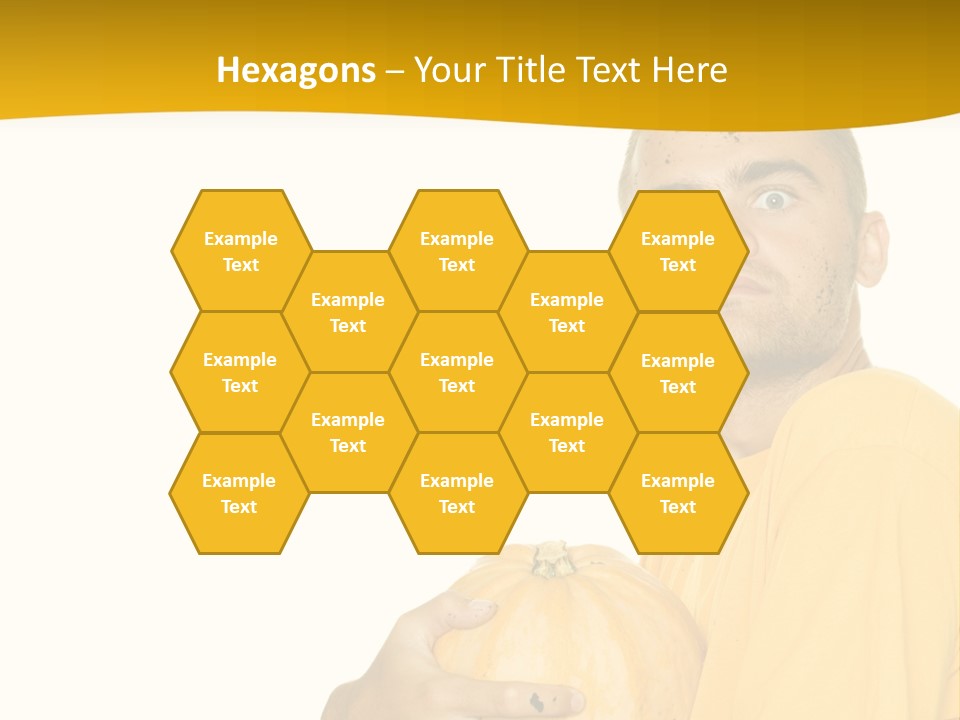 A Man In A Yellow Shirt Holding A Pumpkin PowerPoint Template