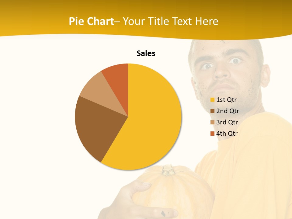 A Man In A Yellow Shirt Holding A Pumpkin PowerPoint Template