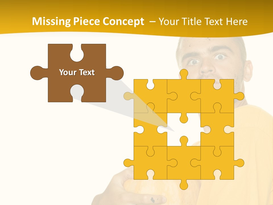 A Man In A Yellow Shirt Holding A Pumpkin PowerPoint Template