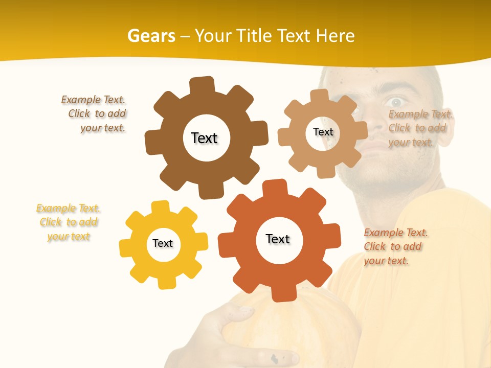 A Man In A Yellow Shirt Holding A Pumpkin PowerPoint Template