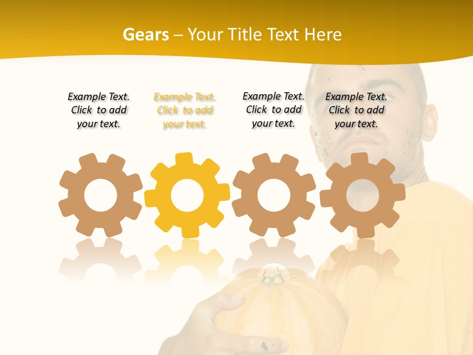 A Man In A Yellow Shirt Holding A Pumpkin PowerPoint Template