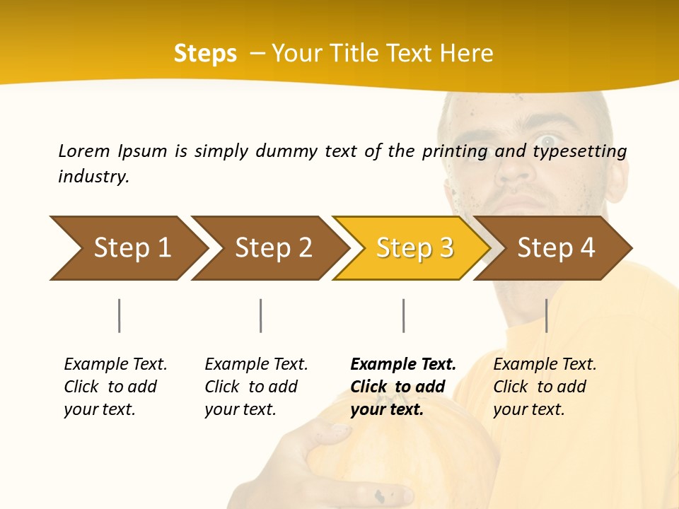 A Man In A Yellow Shirt Holding A Pumpkin PowerPoint Template