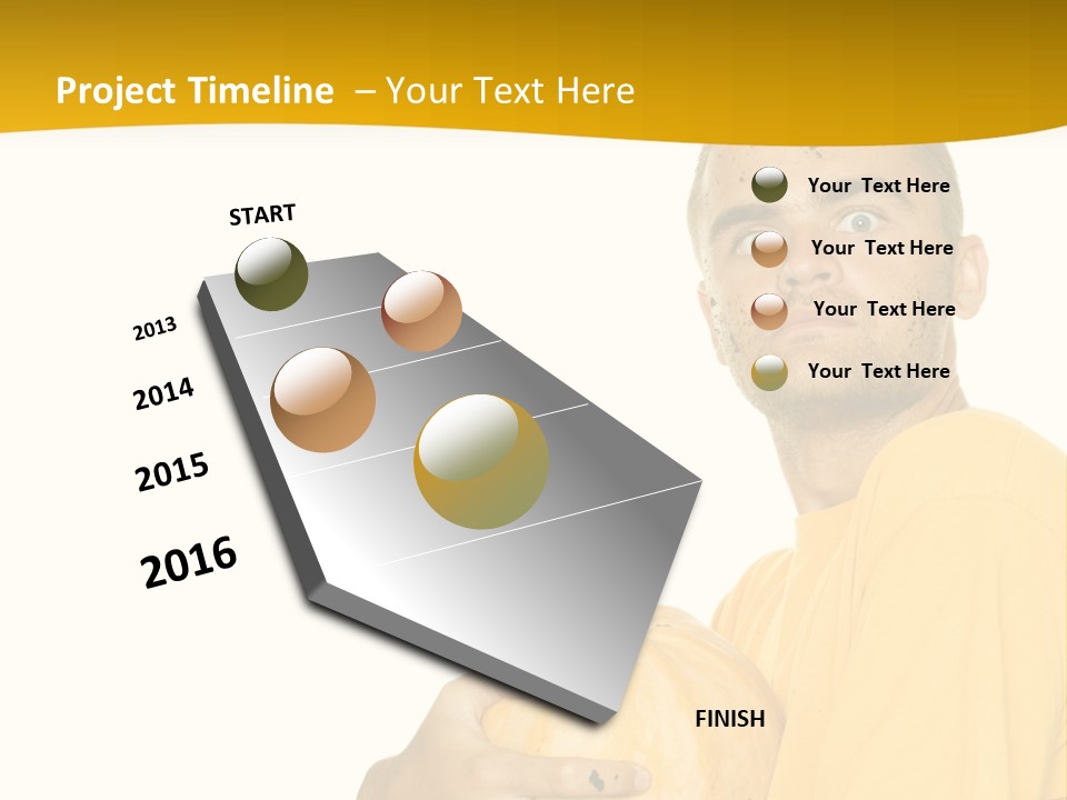 A Man In A Yellow Shirt Holding A Pumpkin PowerPoint Template