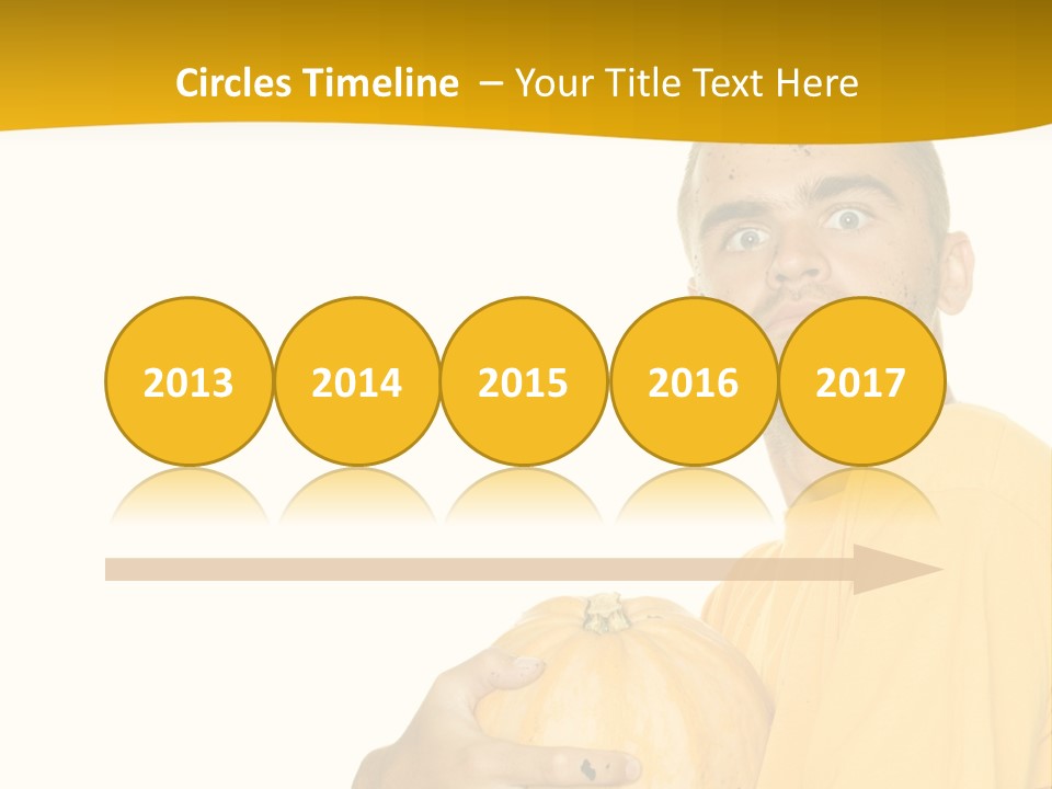A Man In A Yellow Shirt Holding A Pumpkin PowerPoint Template