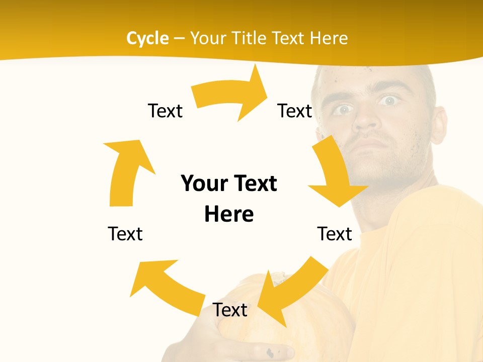 A Man In A Yellow Shirt Holding A Pumpkin PowerPoint Template