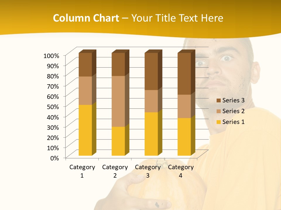 A Man In A Yellow Shirt Holding A Pumpkin PowerPoint Template