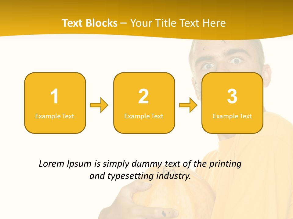 A Man In A Yellow Shirt Holding A Pumpkin PowerPoint Template