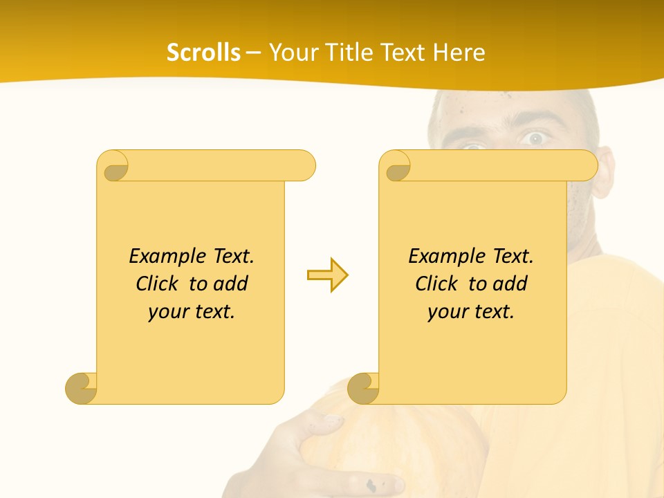 A Man In A Yellow Shirt Holding A Pumpkin PowerPoint Template