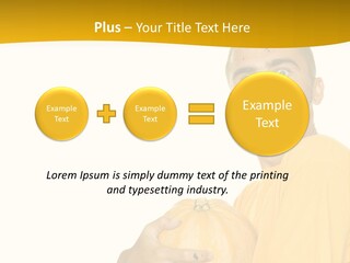 A Man In A Yellow Shirt Holding A Pumpkin PowerPoint Template