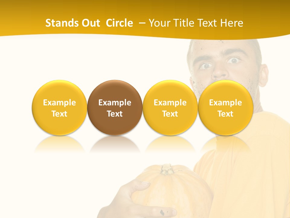 A Man In A Yellow Shirt Holding A Pumpkin PowerPoint Template