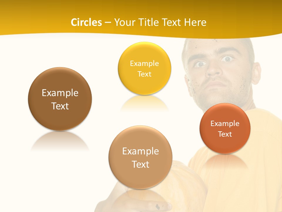 A Man In A Yellow Shirt Holding A Pumpkin PowerPoint Template