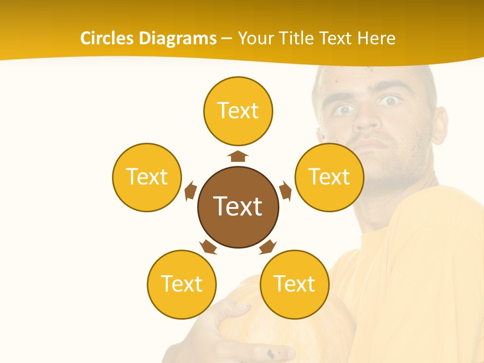 A Man In A Yellow Shirt Holding A Pumpkin PowerPoint Template