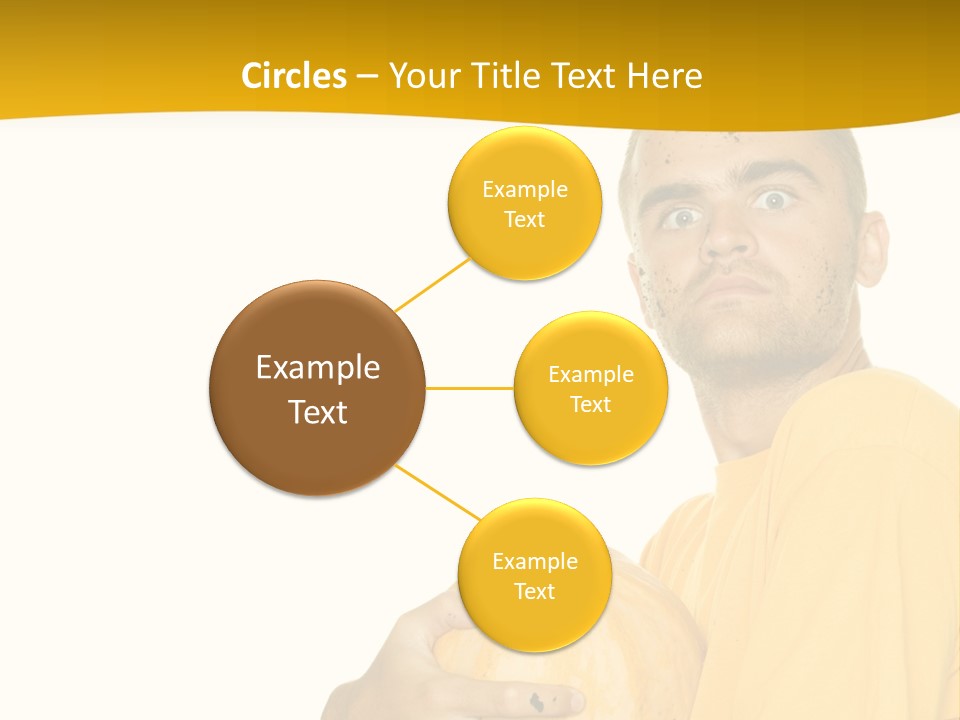 A Man In A Yellow Shirt Holding A Pumpkin PowerPoint Template