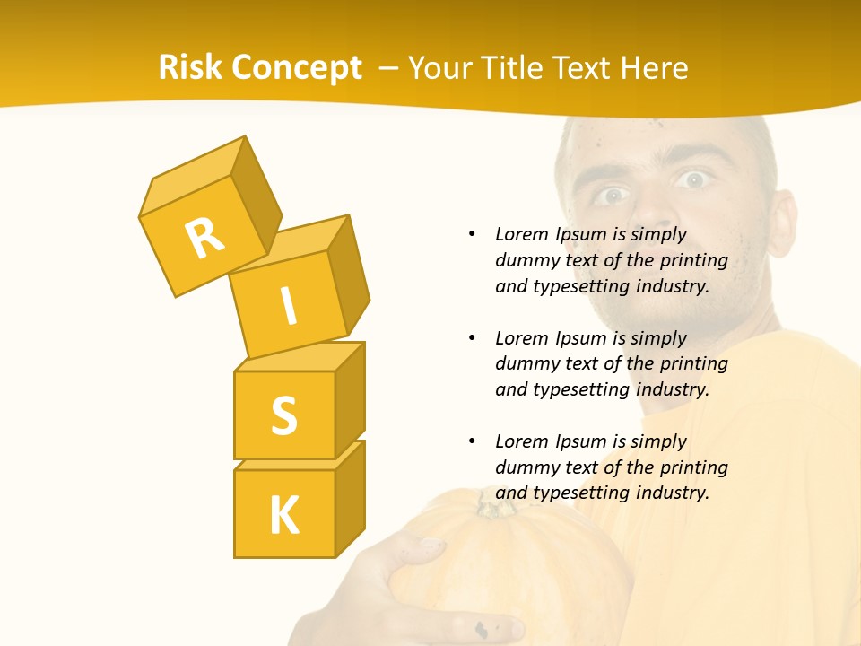 A Man In A Yellow Shirt Holding A Pumpkin PowerPoint Template