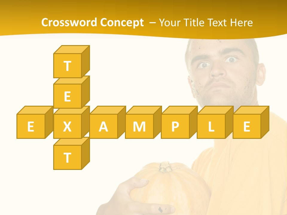 A Man In A Yellow Shirt Holding A Pumpkin PowerPoint Template