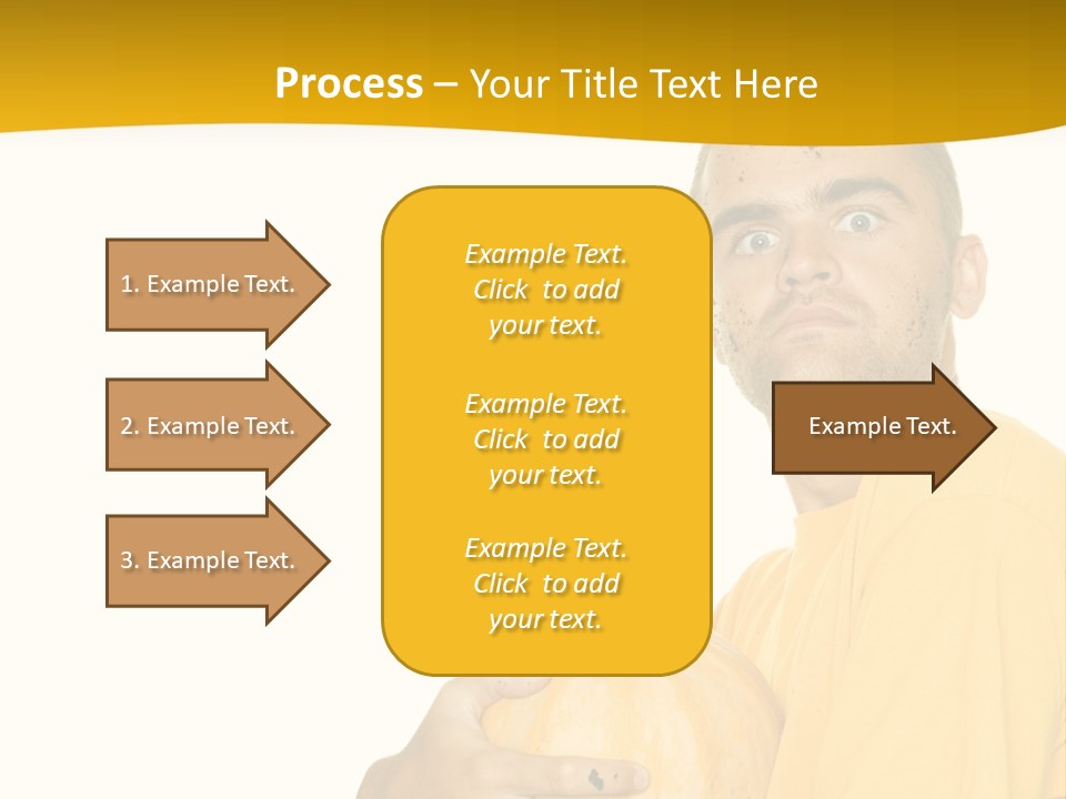 A Man In A Yellow Shirt Holding A Pumpkin PowerPoint Template